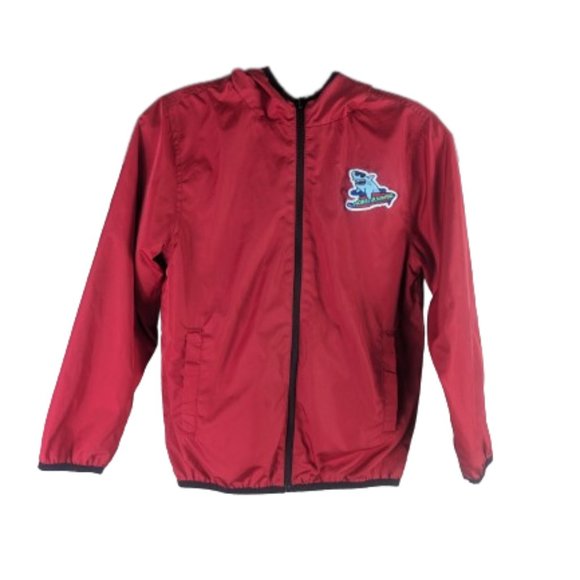 365 Kids Monster Shark Surfing Reversible Hooded Red Light Rain/Wind Jacket - Picture 3 of 12